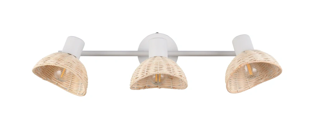 Trio Leuchten R86783031 CALVI - Stropní bílá lampa s ratanovými stínidly, 3 x E14