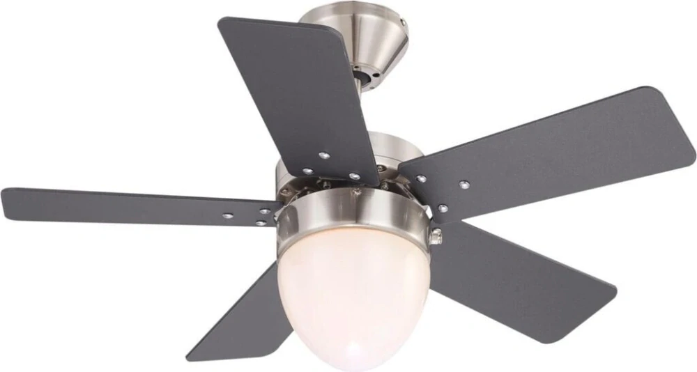 GLOBO 0332 MARVA - Stropní ventilátor s osvětlením, nikl matný, 1xE27 60W, 3 rychlosti, 2 směry otáčení, Ø 76 cm, výška 41 cm