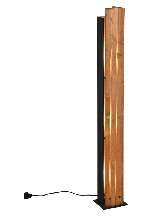 Trio Leuchten 463300330 KARUNI - Stojací dřevěná lampa s nášlapným vypínačem, 3 x E27, 121cm