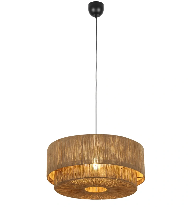 Trio Leuchten 366890136 SMILLA - Závěsný lustr se stínidlem z juty, 1 x E27, Ø 60cm
