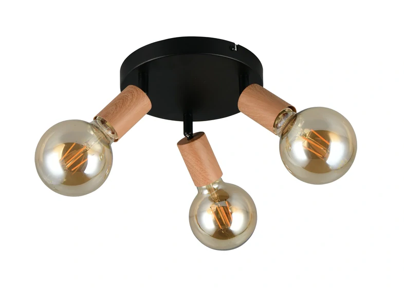 Trio Leuchten R86683335 LAMEGO - Sropní černé trojbodové svítidlo v retro stylu, 3 x E27