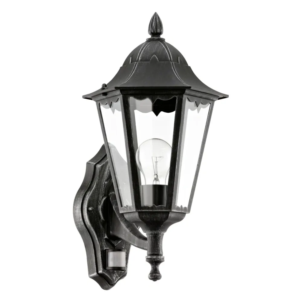 Eglo 93458 NAVEDO - Venkovní černá rustikální lucerna s čidlem, IP44, 1 x E27