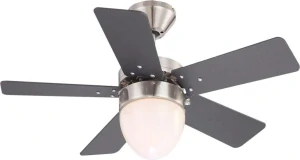 GLOBO 0332 MARVA - Stropní ventilátor s osvětlením, nikl matný, 1xE27 60W, 3 rychlosti, 2 směry otáčení, Ø 76 cm, výška 41 cm
