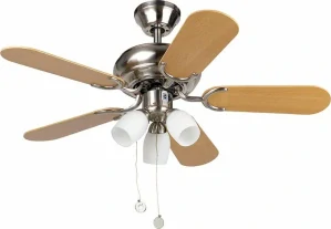 FARO 33309 MEDAS - Stropní ventilátor se světlem, buk matný/nikl, 1xE27, 3 rychlosti, Ø 91 cm, do 13 m²