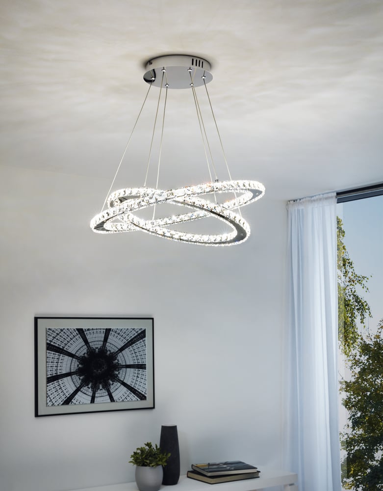 Eglo 31667 VARRAZO - Závěsný LED křišťálový lustr, LED 29W, Ø 55cm