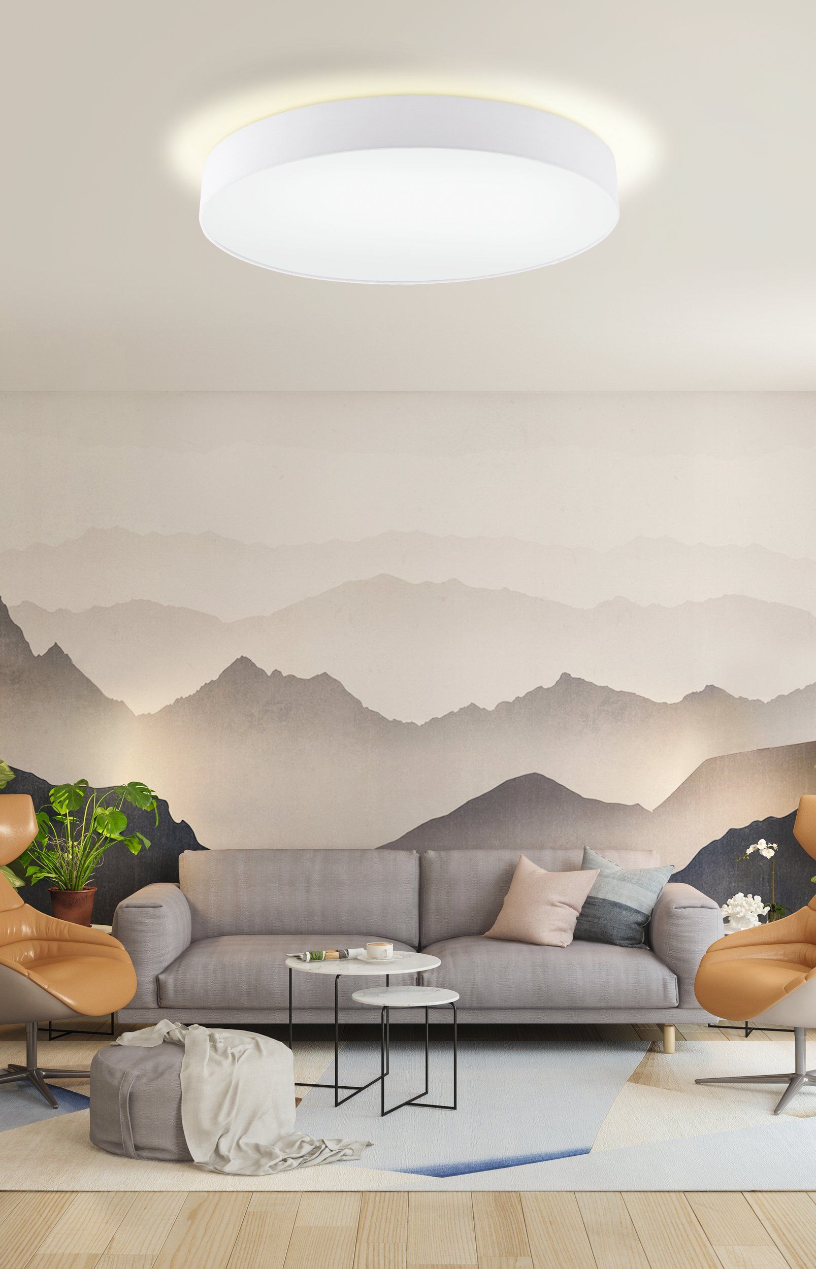 Eglo 97615 PASTERI 1 - Stropní textilní lustr v bílé barvě, 5 x E27, Ø 76cm 