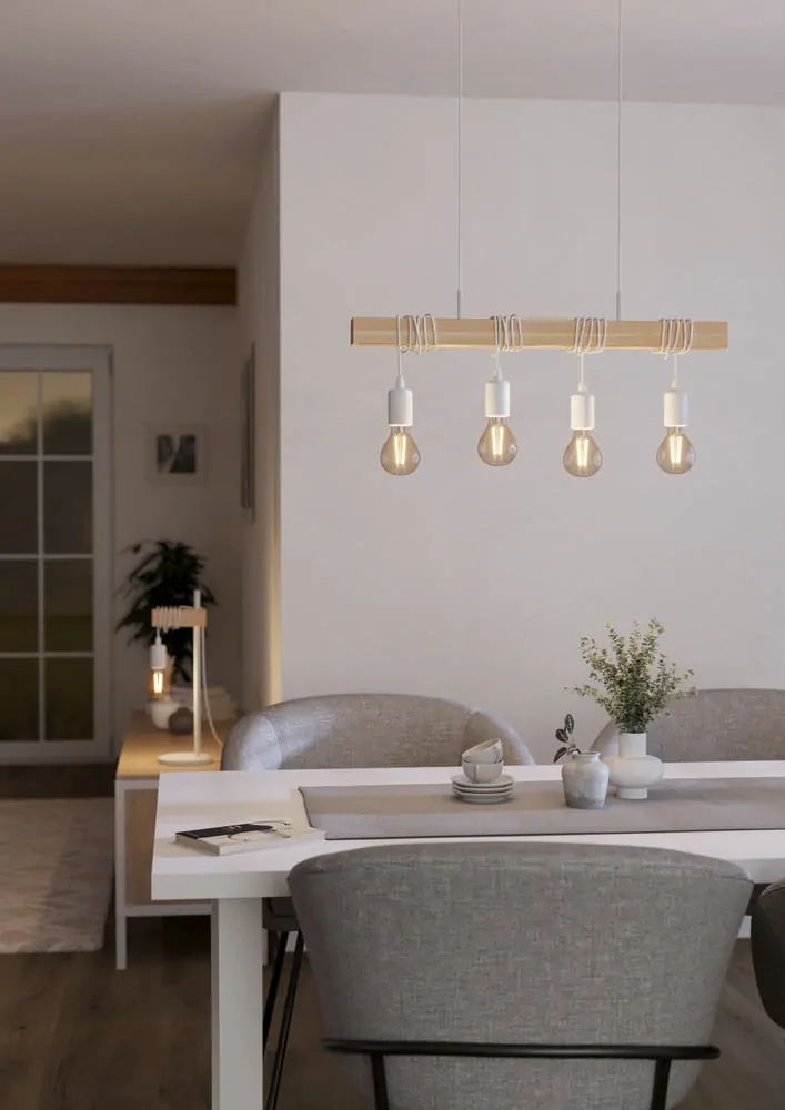 Eglo 43704 TOWNSHEND 2 - Závěsný retro lustr se dřevěnou lištou, 4 x E27, 70CM