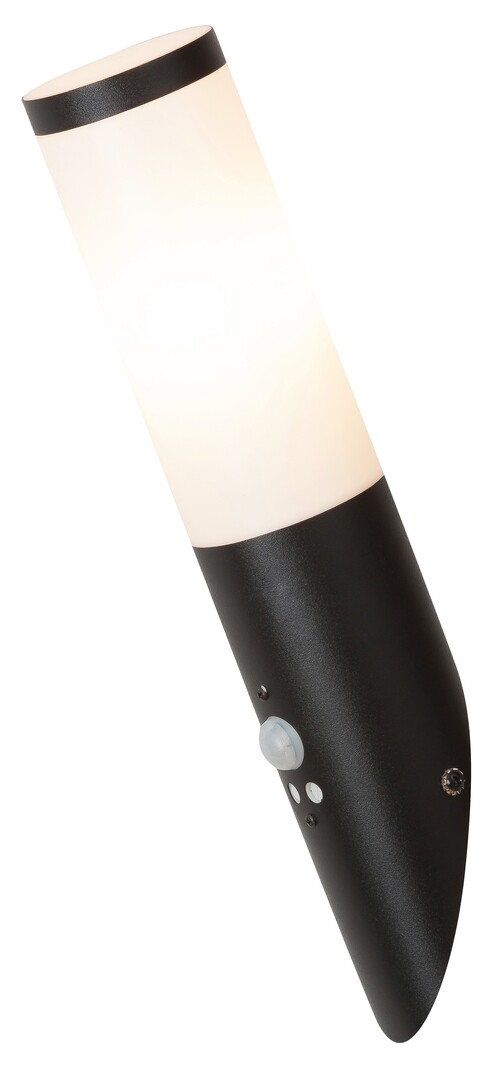 Rabalux 8146 BLACK TORCH - Nástěnné šikmé venkovní svítidlo se senzorem 1 x E27, IP44