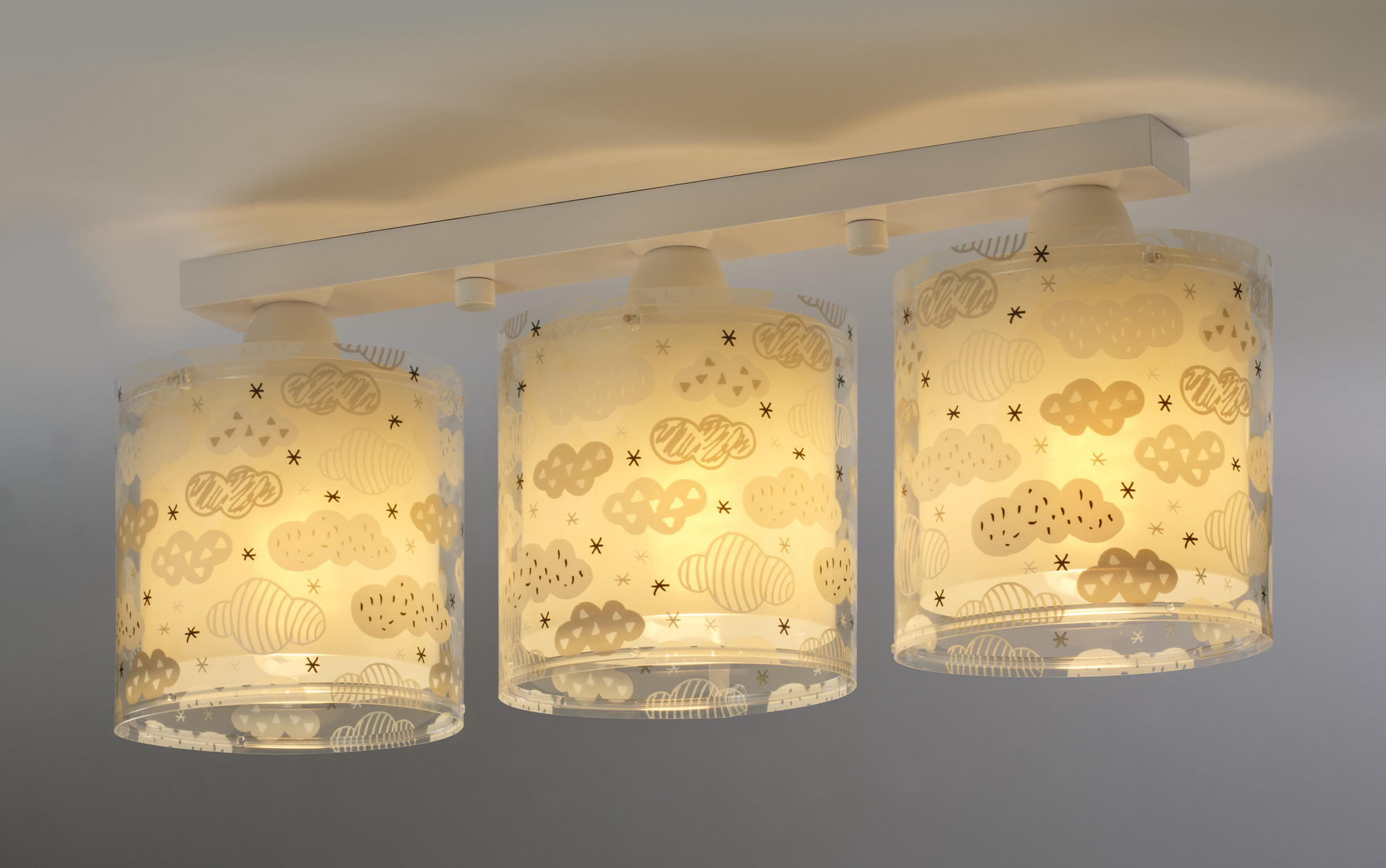 Dalber 41413E CLOUDS Grey - Dětské stropní svítidlo s mráčky v šedé barvě + Dárek LED žárovky