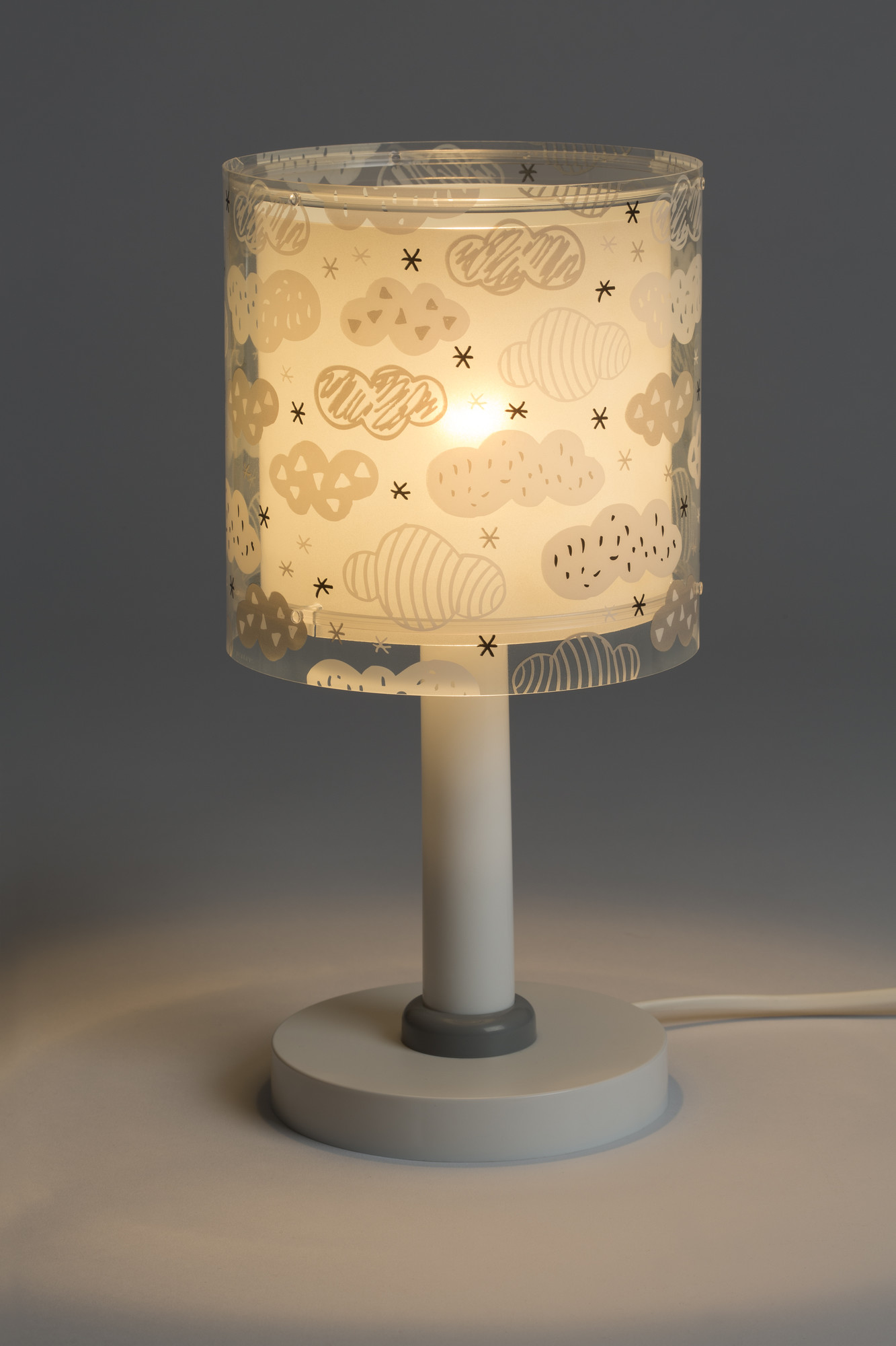 Dalber 41411E CLOUDS grey - Dětská stolní lampička s mráčky v šedé barvě + Dárek LED žárovka