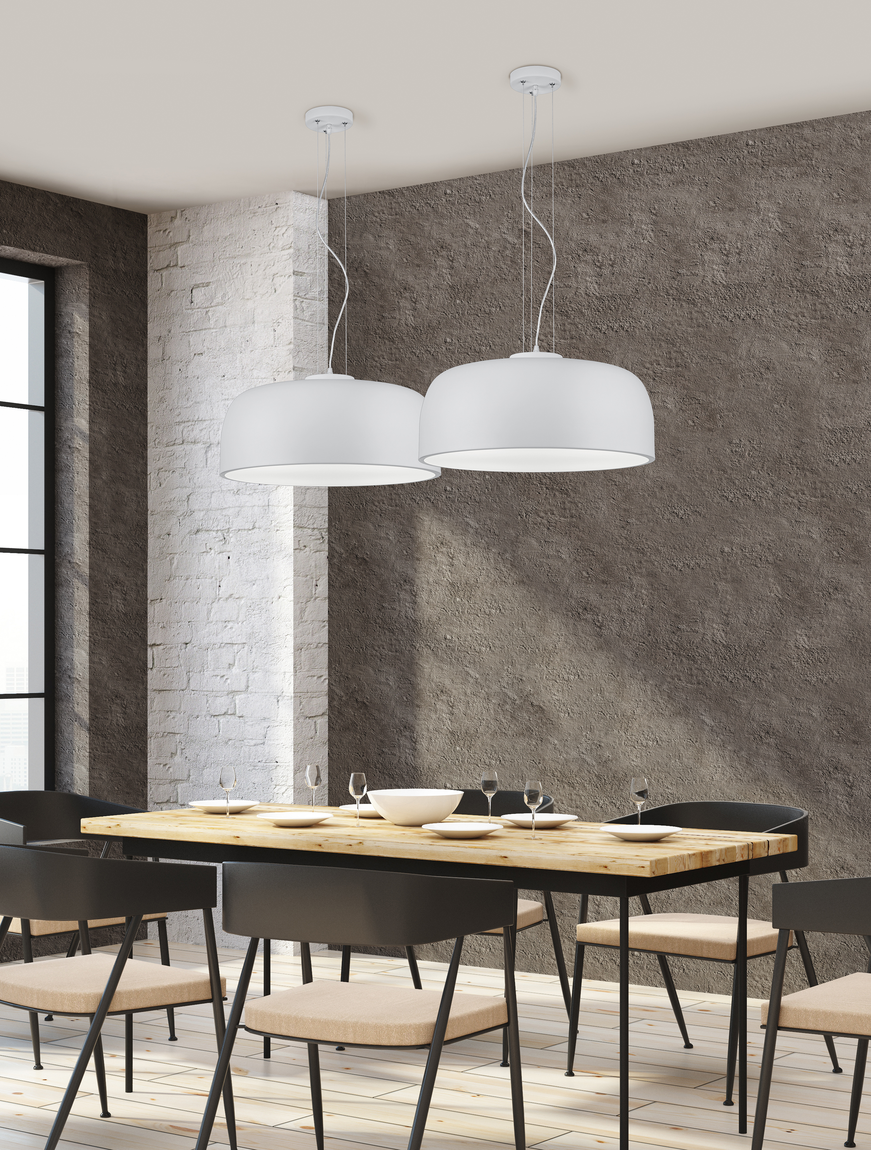 Trio Leuchten 309800431 BARON - Závěsný kulatý lustr v bílé barvě 4 x E27, Ø 52cm