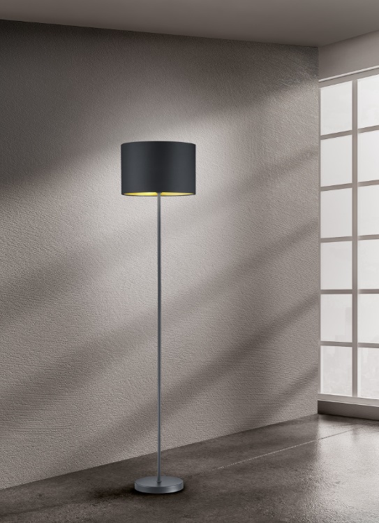 Trio Leuchten 408200179 HOSTEL - Moderní stojací lampa s textilním stínidlem 1 x E27, Ø 35cm, 160cm výška