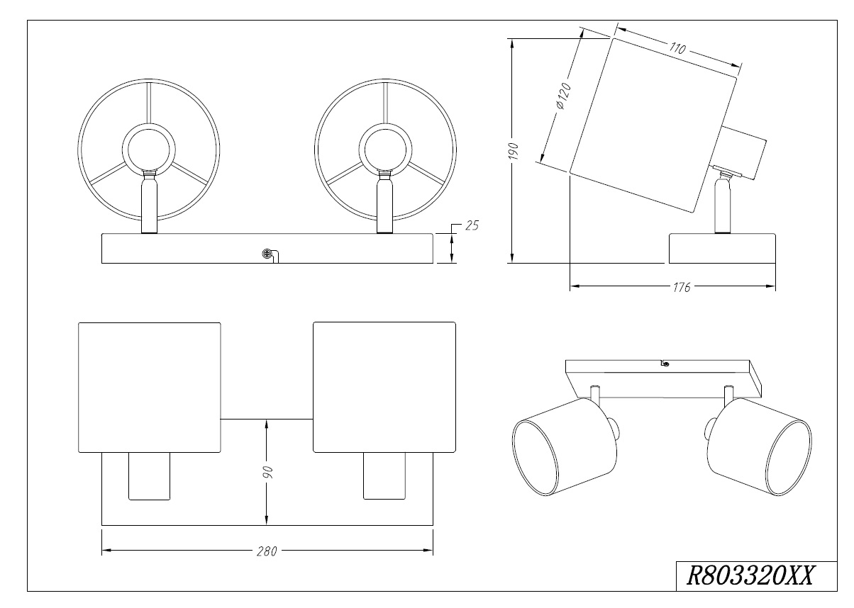 Trio Leuchten R80332001 TOMMY - Stropní svítidlo s textilními stínidly 2 x E14 / bílá