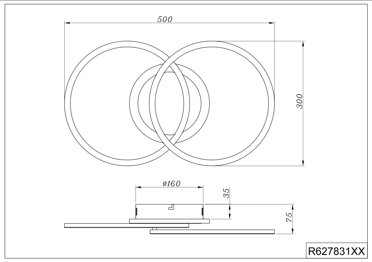 Trio Leuchten R62783132 VENIDA - Stropní lustr stmívatelný klasickým vypínačem, LED 25W, 3000K, 2600lm, 50 x 30cm