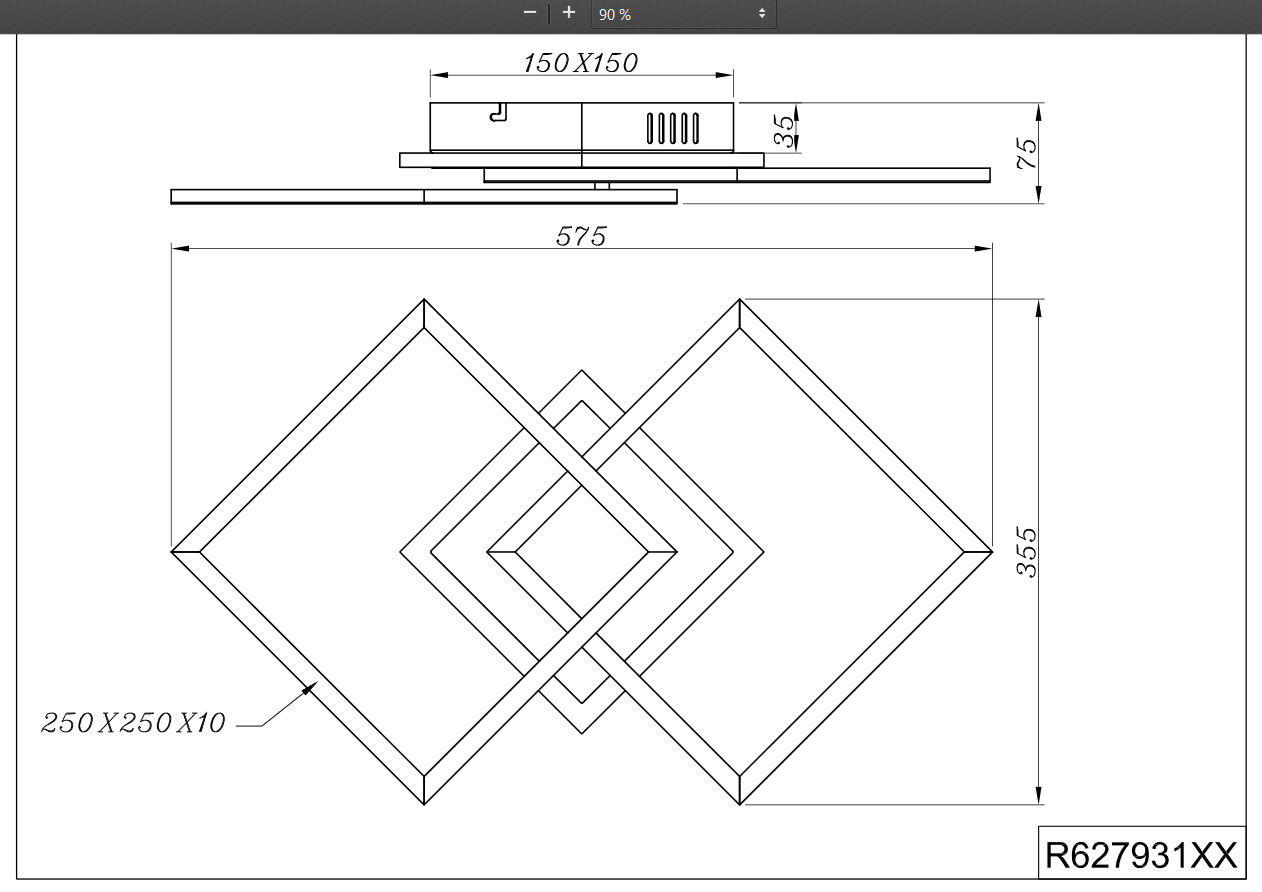 Trio Leuchten R62793187 VENIDA - Stropní lustr stmívatelný klasickým vypínačem, LED 25W, 3000K, 2600lm, 57 x 35cm