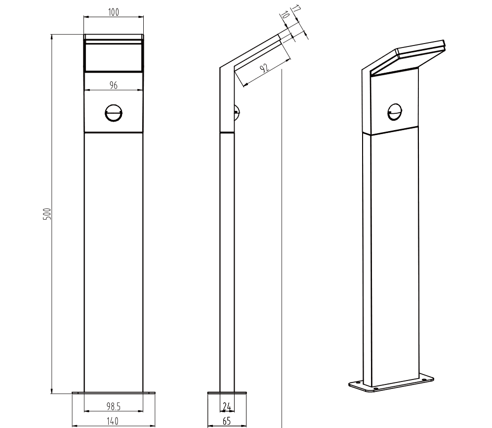 Trio Leuchten 521169142 PEARL - LED venkovní stojací svítidlo s čidlem IP54, LED 9W, 3000K, 50cm