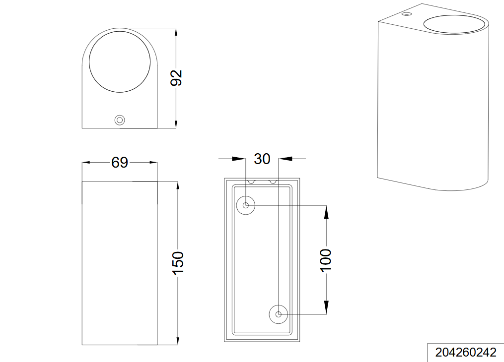 Trio Leuchten 204260242 ROYA - Nástěnné venkovní, dvousměrné svícení, šedá antracit, 2xGU10, IP44