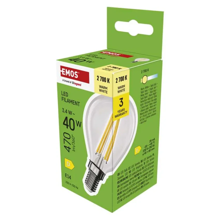 EMOS ZF1D22 CRYSTAL RETRO - Retro LED E14 žárovka 3,4W = 40W, LED filament