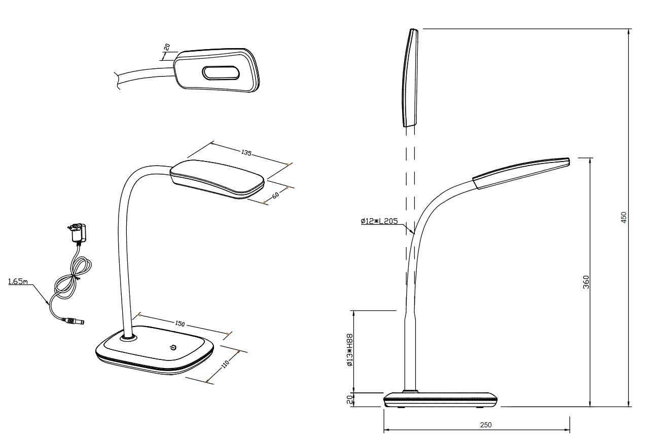 Trio Leuchten R52431101 BOA - LED dotykem stmívatelná stolní lampička - Bílá