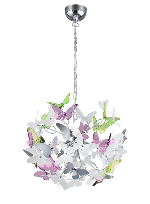 Trio Leuchten R30214017 BUTTERFLY - Závěsný lustr s motýlkama 4 x G9, Ø 50cm