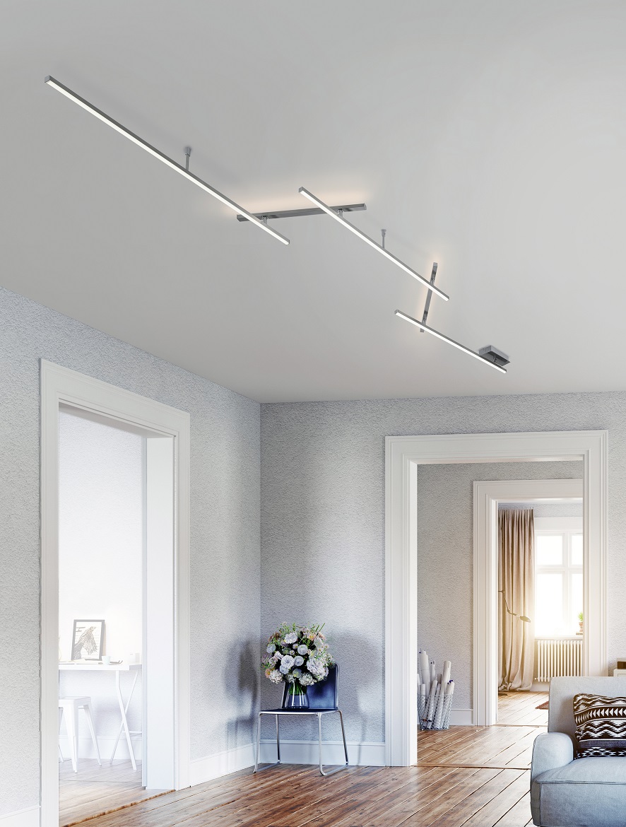 Trio Leuchten 674610507 INDIRA - LED stropní svítidlo stmívatelné vypínačem, LED 18W + 7W, 3000K, 245cm