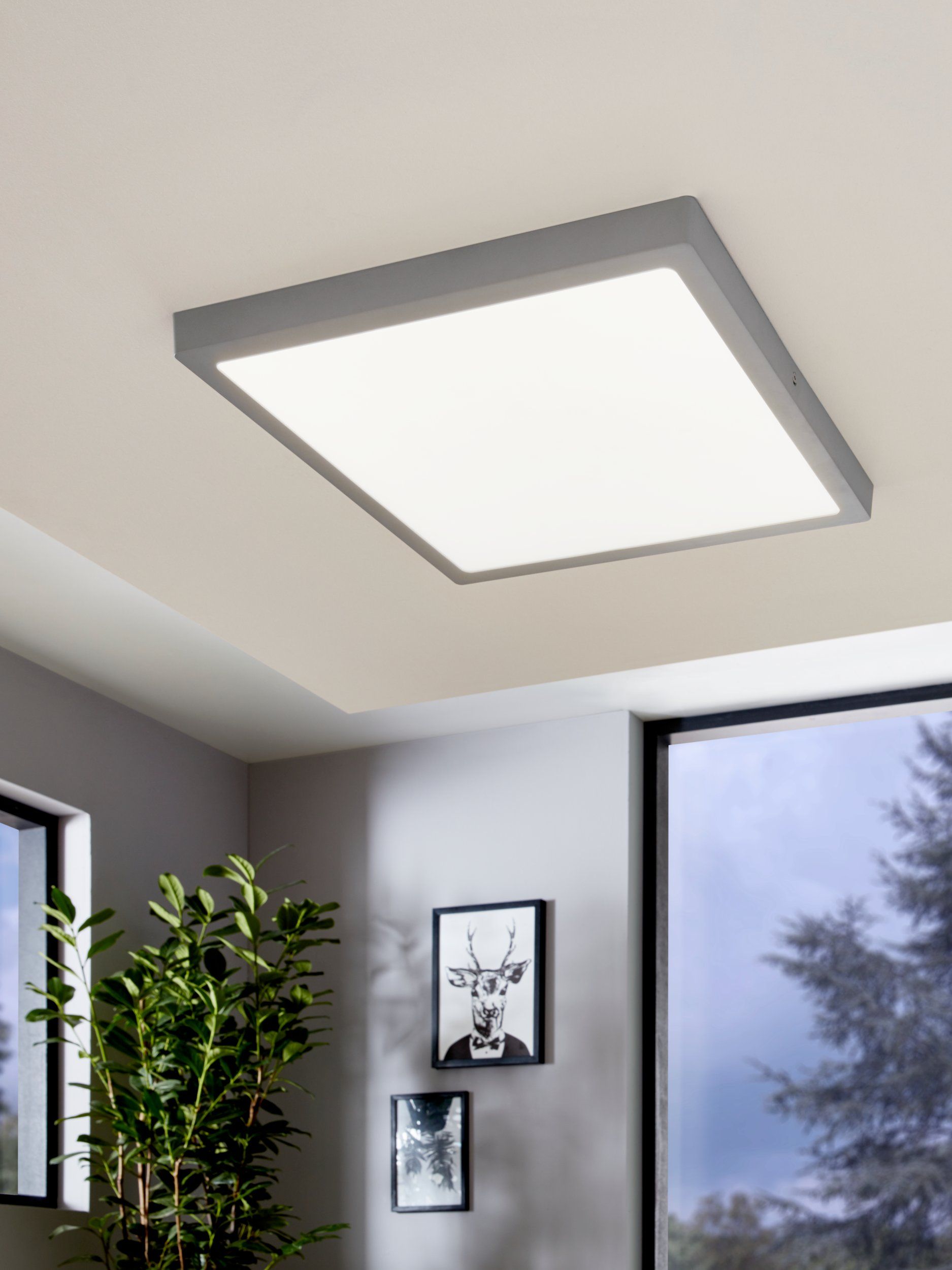 Eglo 97269 FUEVA 1 - LED stropní svítidlo 40 x 40cm, 25W, 4000K, stříbrná