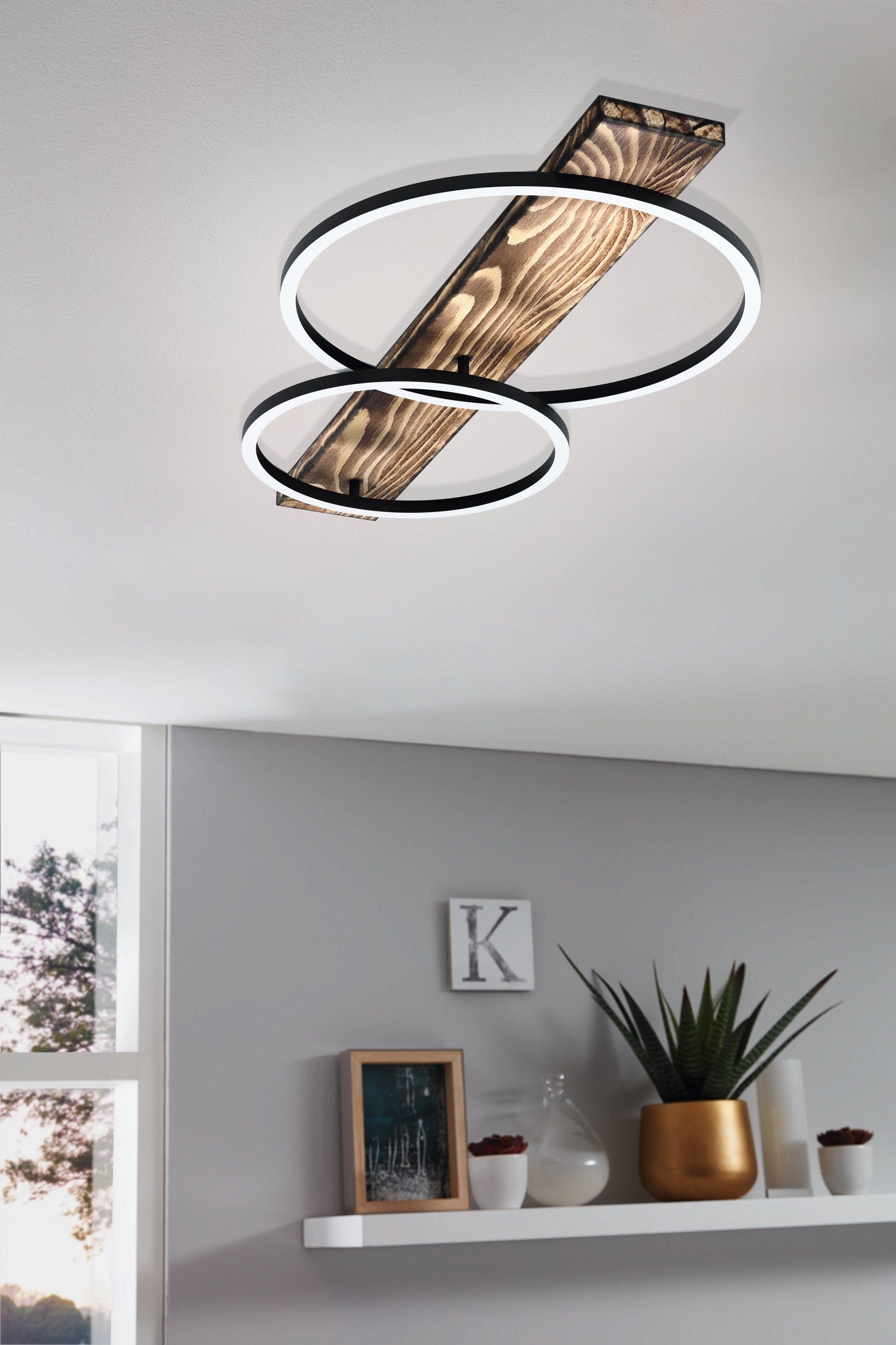 Eglo 99408 BOYAL - Designové stropní LED svítidlo, 2x 12W, 3000K, tmavé dřevo