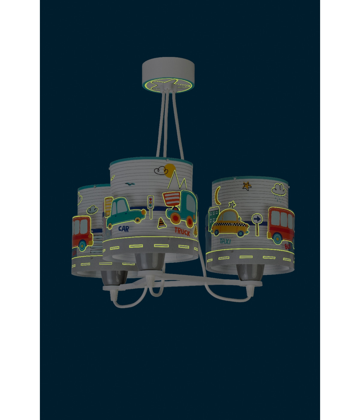 Dalber 61687 BABY TRAVEL - Dětské závěsné svítidlo s auty a letadly + Dárek 3x LED žárovka