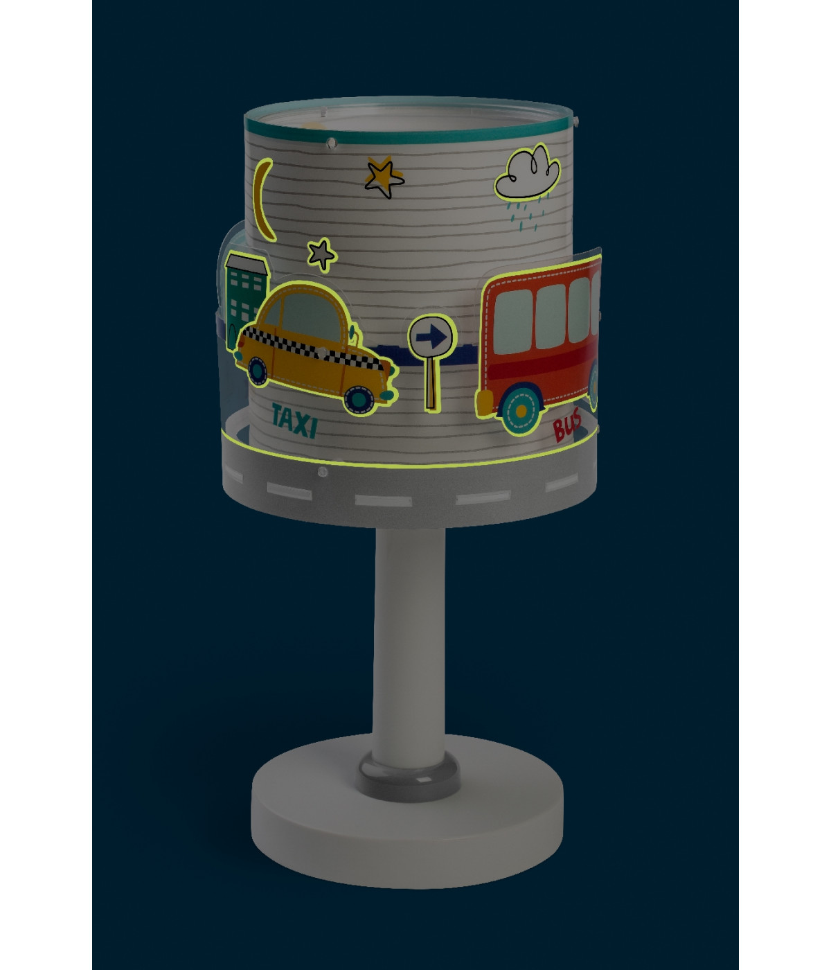 Dalber 61681 BABY TRAVEL - Dětská stolní lampička s fosforeskujícími obrázky + Dárek LED žárovka