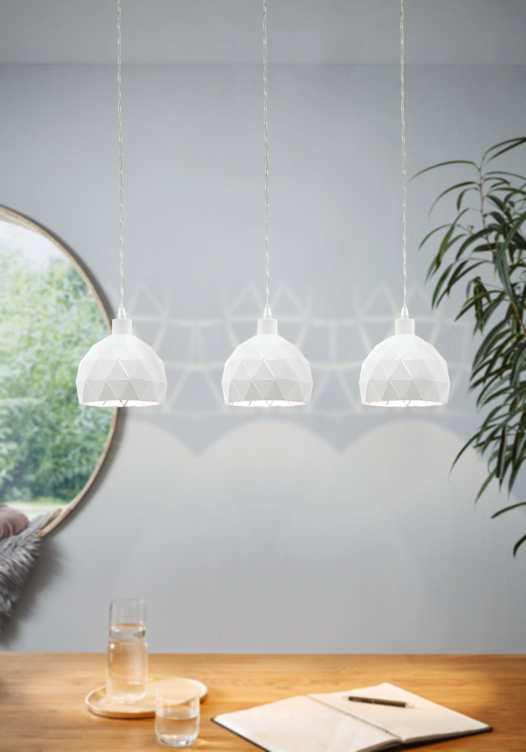 Eglo 97857 ROCCAFORTE - Závěsné bílé kovové svítidlo, 3x E14