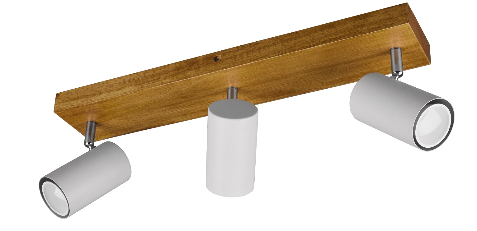 Trio Leuchten 812400331 MARLEY wood white - Stropní bodové svítidlo v bílé barvě se dřevěnou monturou 3 x GU10