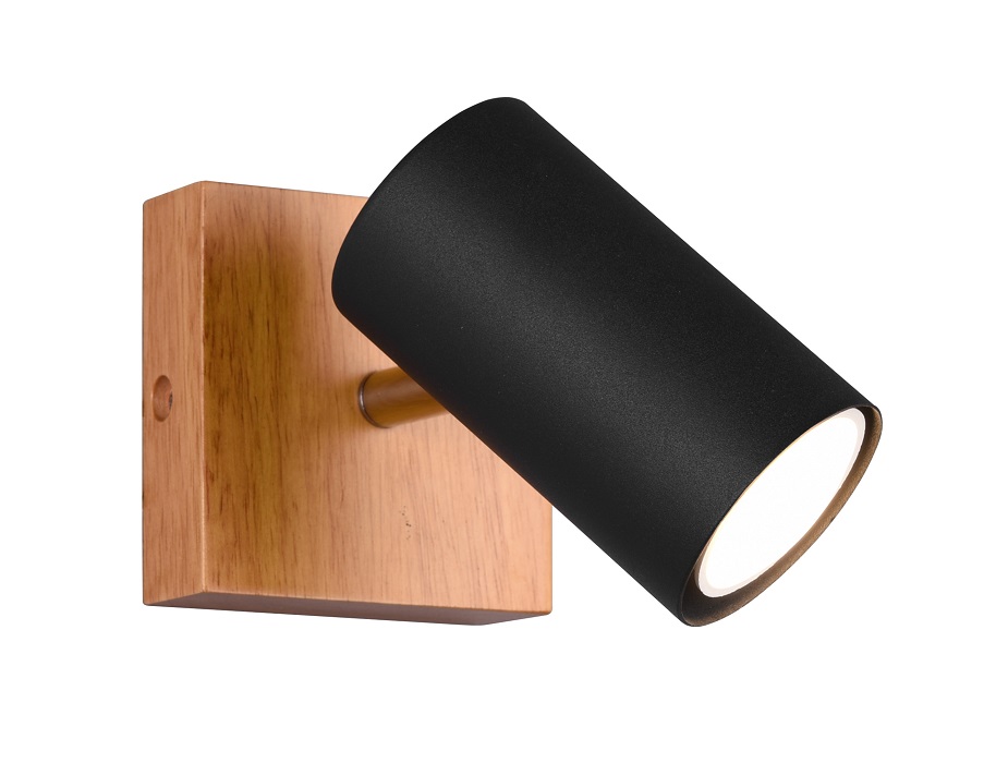 Trio Leuchten 812400132 MARLEY wood black - Nástěnné nebo stropní bodové svítidlo v černé barvě se dřevěnou monturou 1 x GU10