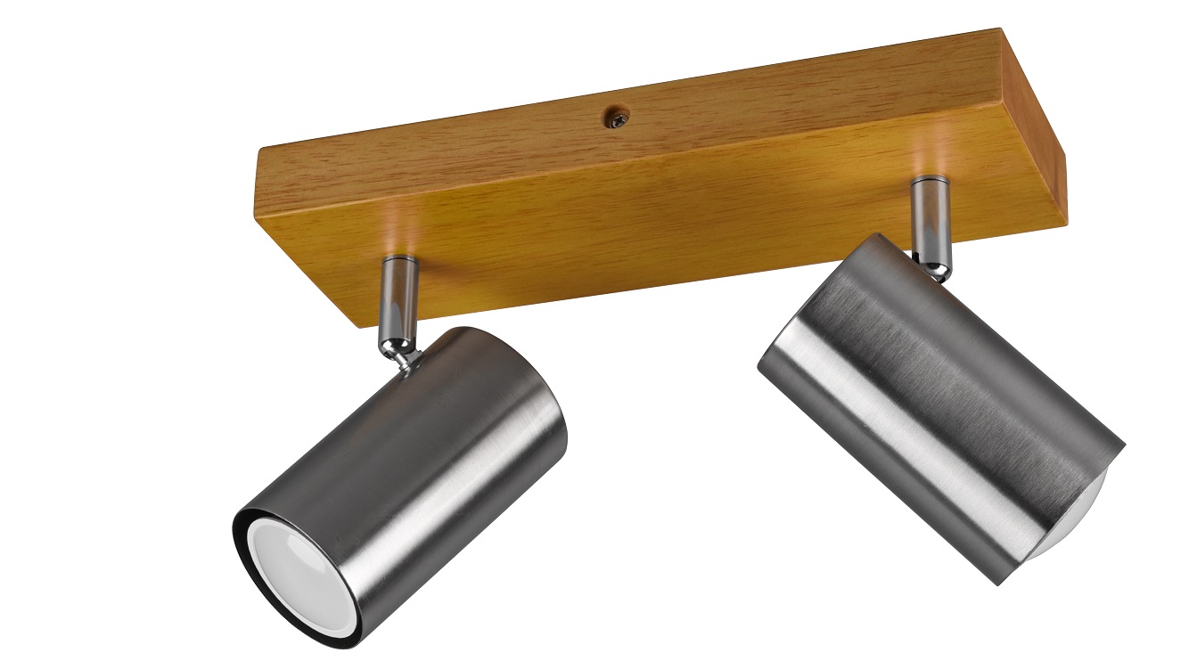 Trio Leuchten 812400207 MARLEY wood nikl - Stropní bodové svítidlo ve stříbrné barvě se dřevěnou monturou 2 x GU10