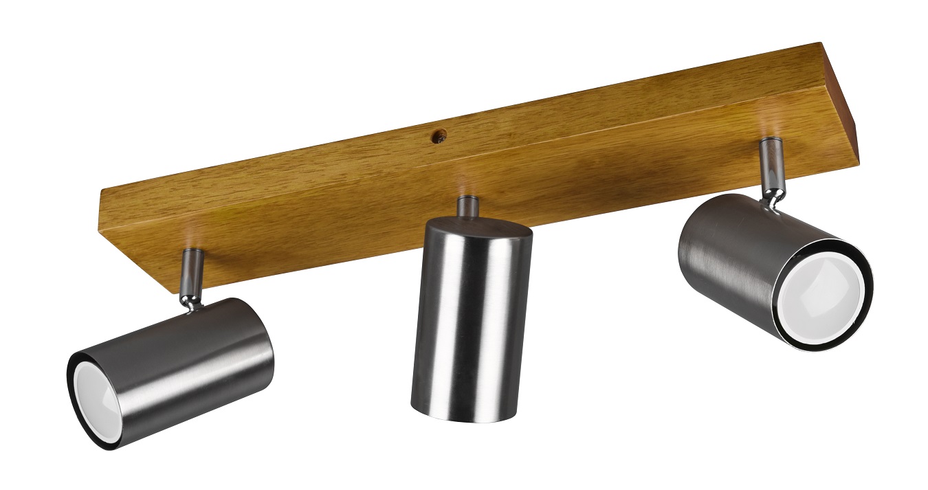 Trio Leuchten 812400307 MARLEY wood nikl - Stropní bodové svítidlo ve stříbrné barvě se dřevěnou monturou 3 x GU10
