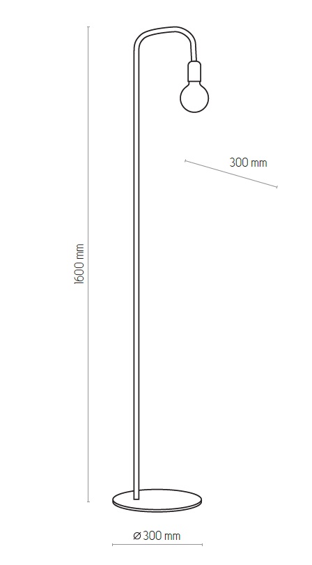 TK Lighting 3024 RETRO - Stojací retro lampa v černé a mosazné barvě 1 x E27, 160cm