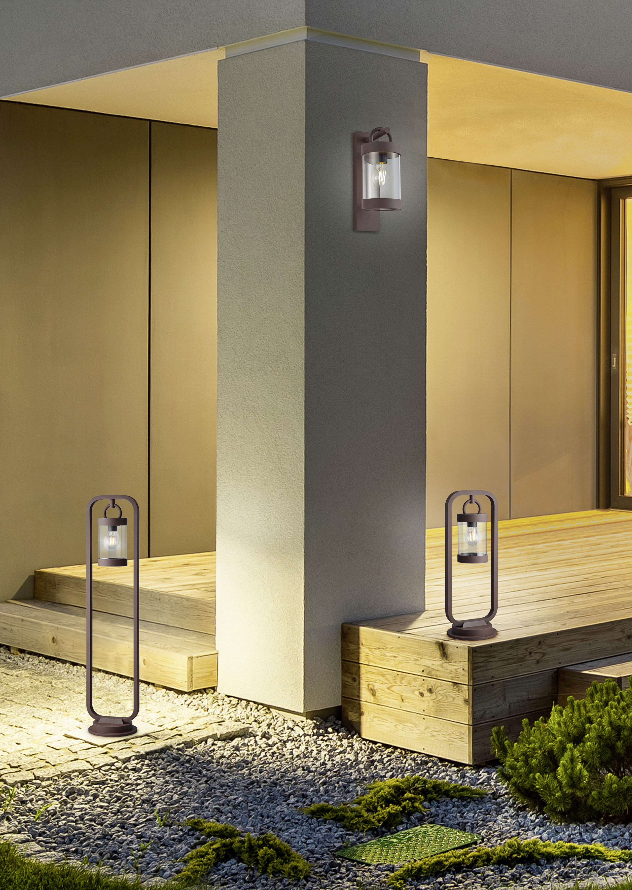 Trio Leuchten 204160124 SAMBESI - Nástěnné venkovní svítidlo s možností aktivace automatického senzoru DEN / NOC, IP44, 1 x E27