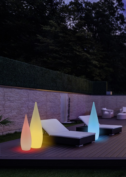 Trio Leuchten R45101101 PALMAS - Stojací venkovní RGB stmívatelná lampa s ovladačem IP44, 80cm