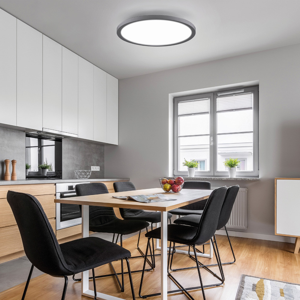 Leuchten Direkt 15571-18 FLAT - LED stropní černé svítidlo s dálkovým ovladačem, LED 23,5W, 2700-5000K, Ø 40cm