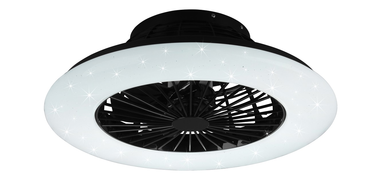 Trio Leuchten R62522132 STRALSUND - Stropní LED černý ventilátor s dálkovým ovladačem, LED 30W, 3000-6500K, Ø 50cm