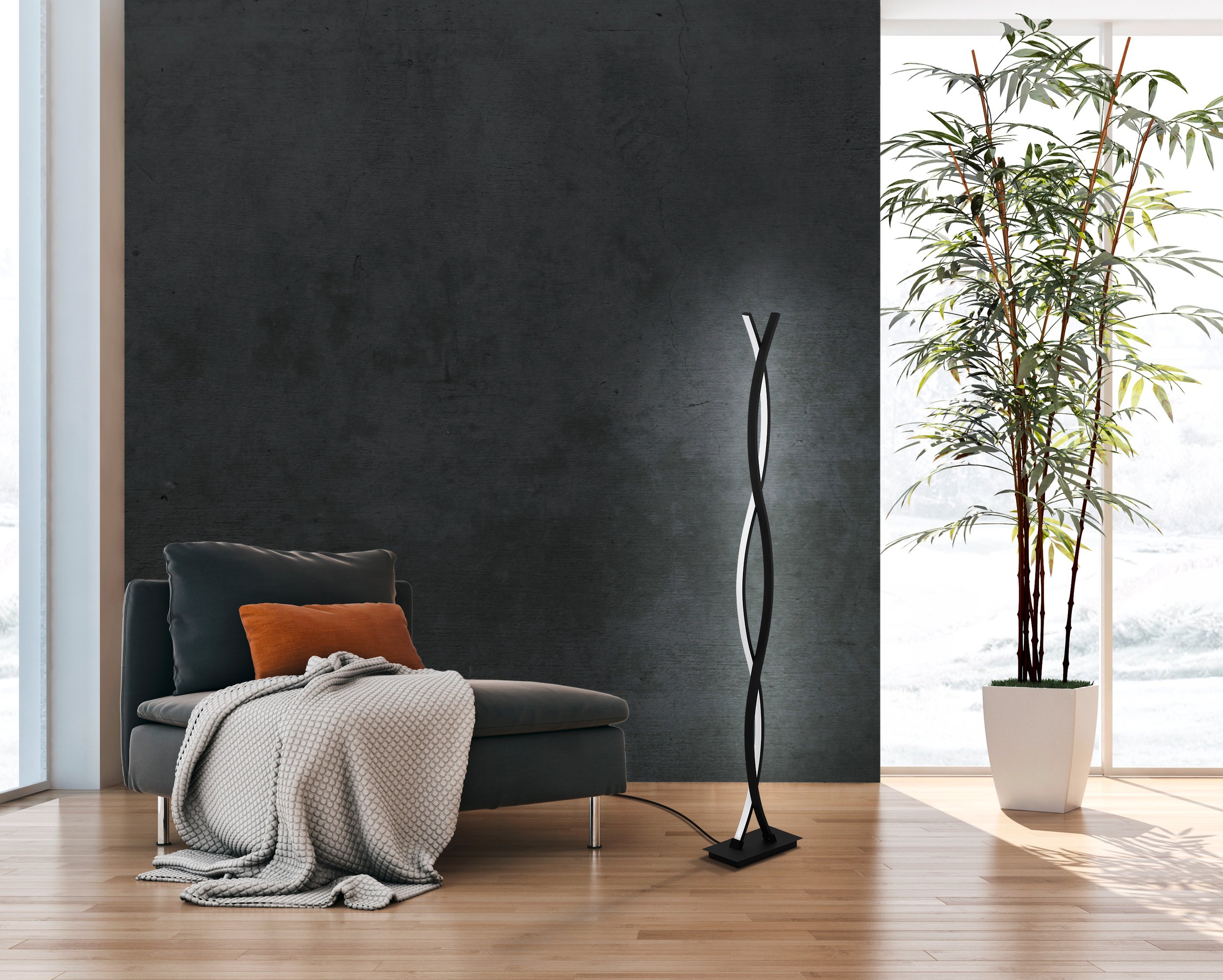 Eglo 99319 LASANA 3 - LED moderní stojací lampa v černé barvě , 32W, 142cm