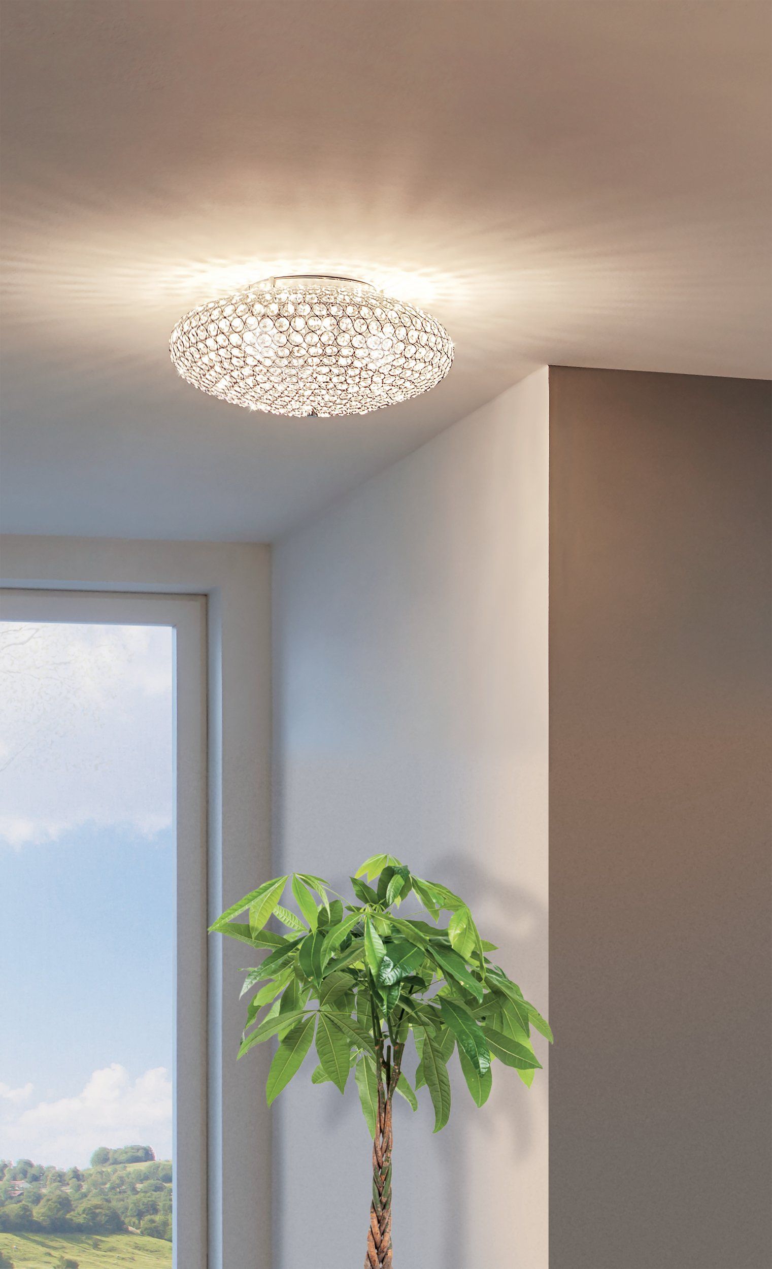 Eglo 95285 CLEMENTE - Moderní stropní lustr s krystalky, 3 x E27, Ø 45cm