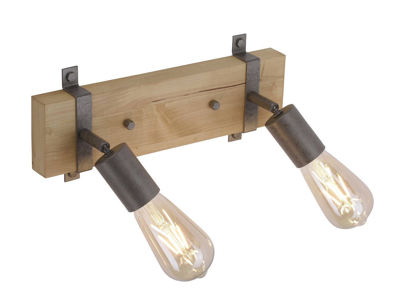 Leuchten Direkt 13472-79 SLAT - Stropní retro industriální svítidlo ve dřevě a kovu 2 x E27