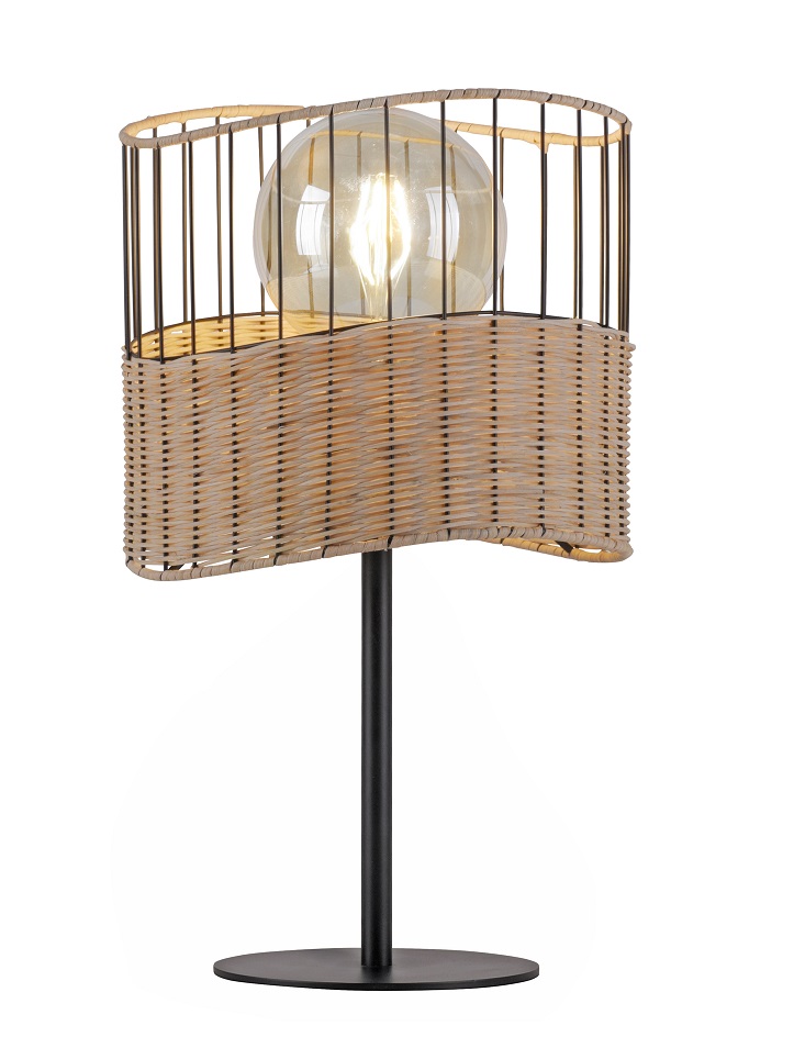 Leuchten Direkt 11150-79 REED - Stolní lampička s proutěným úpletem na stínidle 1 x E27, výška 42cm