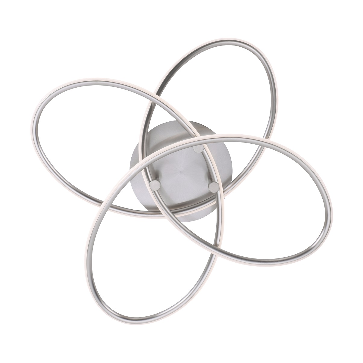 Leuchten Direkt 15660-55 NODE - Stropní moderní LED lustr v matném niklu, plynule stmívatelný vypínačem, LED 30W, 3000K, Ø 60cm