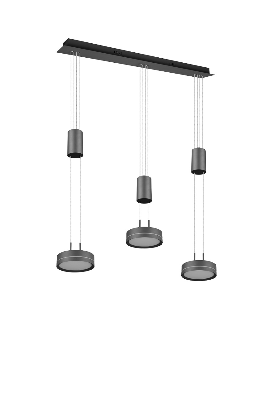 Trio Leuchten 326510342 FRANKLIN - Závěsné stahovací svítidlo stmívatelné vypínačem,antracit, LED 27W, 3000K, šířka 85cm