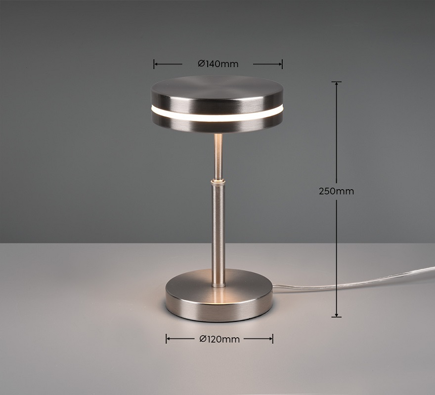 Trio Leuchten 526510107 FRANKLIN -Stolní lampička ve stříbrné barvě, LED 6W, 3000K, výška 25cm