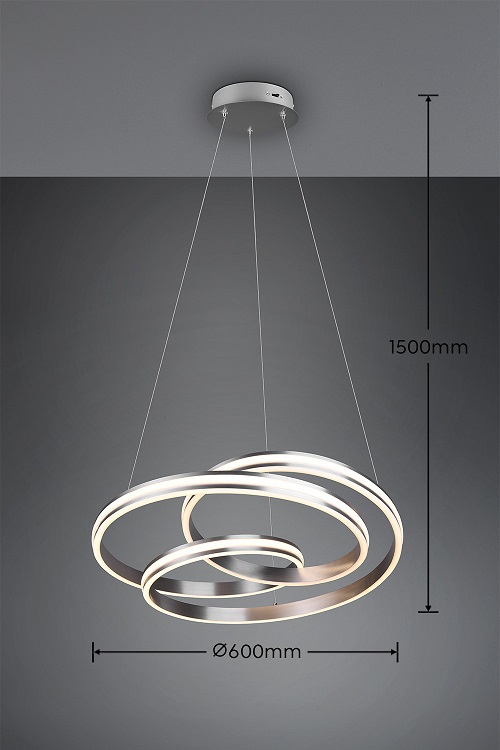 Trio Leuchten 326210107 NURIA - Závěsný lustr stmívatelný klasickým vypínačem, LED 60W, 2300+3000+4000K, Ø 60cm