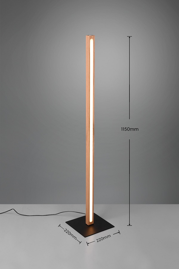 Trio Leuchten 426410130 BELLARI - Dotykem stmívatelná stojací lampa dřevěná, LED 20W, 3000K, 115cm výška