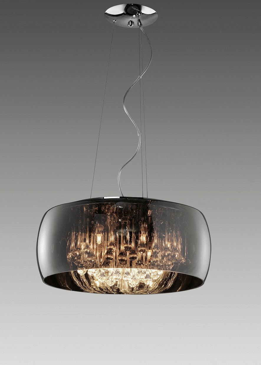 Trio Leuchten 311210606 VAPORE - Závěsný moderní lustr se skleněnými krystalky, Ø 50cm, 6 x G9