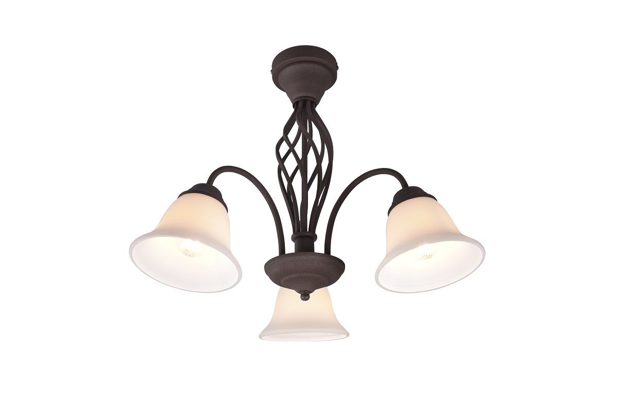 Trio Leuchten 601000324 RUSTICA - Stropní rustikální lustr v hnědé barvě 3 x E14, Ø 55cm